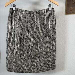Women's Brooks Brothers Black Cream‎ Tweed Straight Pencil Skirt Size 4